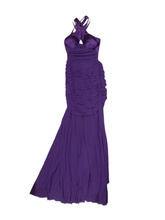 La Femme Vintage Y2K Purple Satin Woven Bodice Mermaid Dress